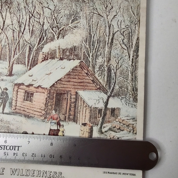Vintage 1971 "A Home in the Wilderson" Currier & Ives Lithograph Print - Picture 3 of 11